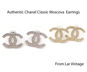 Authentic Classic Chanel Silver CC Crystal Moscova Piercing Earrings VS  Replica - LAR Vintage