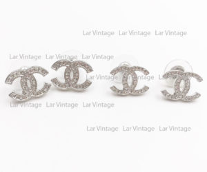 chanel earrings cc logo silver